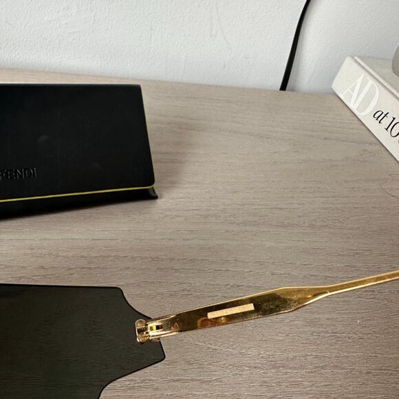 NWOT Fendi FF 0440/S Mirror Gold Sunglasses Rimless Frame Shield Shape - Picture 10 of 14